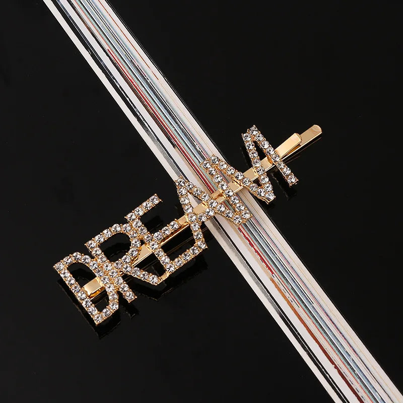 Simple Letter Rhinestone Hairpins Women Hair Clips Pins Barrettes Accessories For Women detail view
