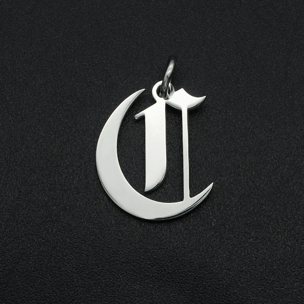 316 Stainless Steel Old English Letter Charms | DIY Alphabet Jewelry Findings for Bra alternate view