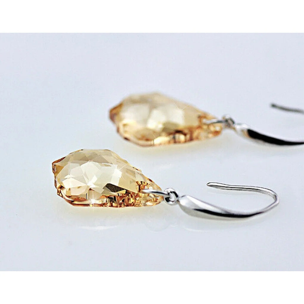 Silver Navy Crystal Teardrop Hook Earrings | Elegant Drop Pendant Jewelry for Women alternate view