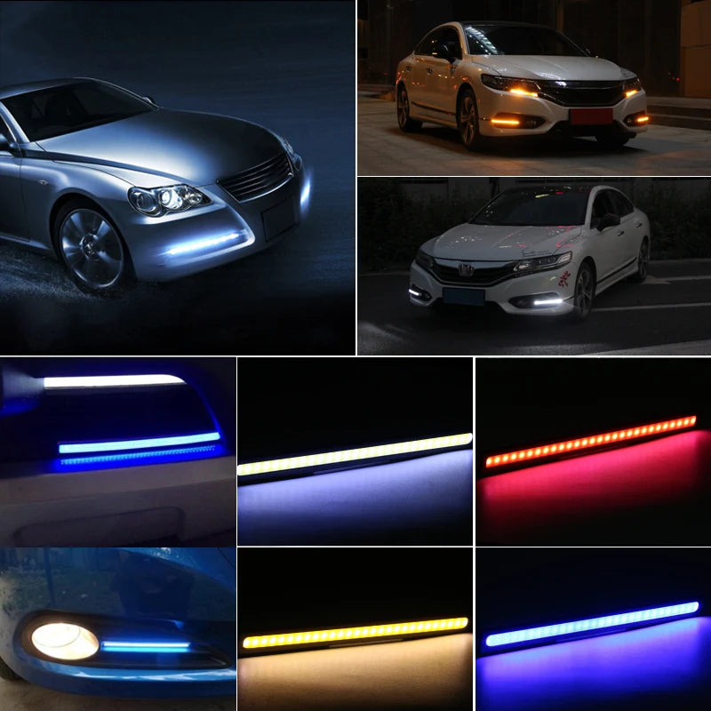 4x Universal Vehicle LED Strip 17CM COB Car DRL Daytime Running Light | Waterproof additional angle