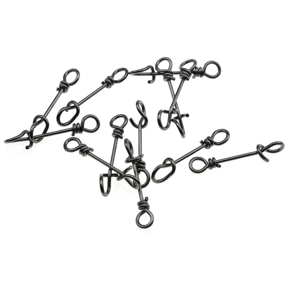 ICERIO 50PCS Stainless Steel Fly Twist Clips Quick Lock Snap Spring Clamp Buckle Swimbait Lure Fishing Connector
