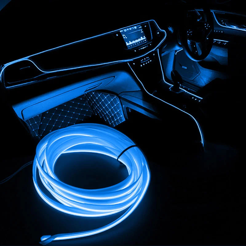 1M/2M/3M/5M Car Interior Led Decorative Lamp EL Wiring Neon Strip For Auto DIY Flexib lifestyle view