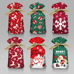 Merry Christmas Candy Bag Santa Gift Bag Snowflake Drawstring Bag Christmas for 2022 detail view