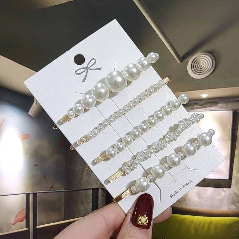 3/4pcs Set Pearl Hair Clip For Women Korean Hairpins Geometric Crystal Hair Barrettes Girl Hairgrip Hair Accessories