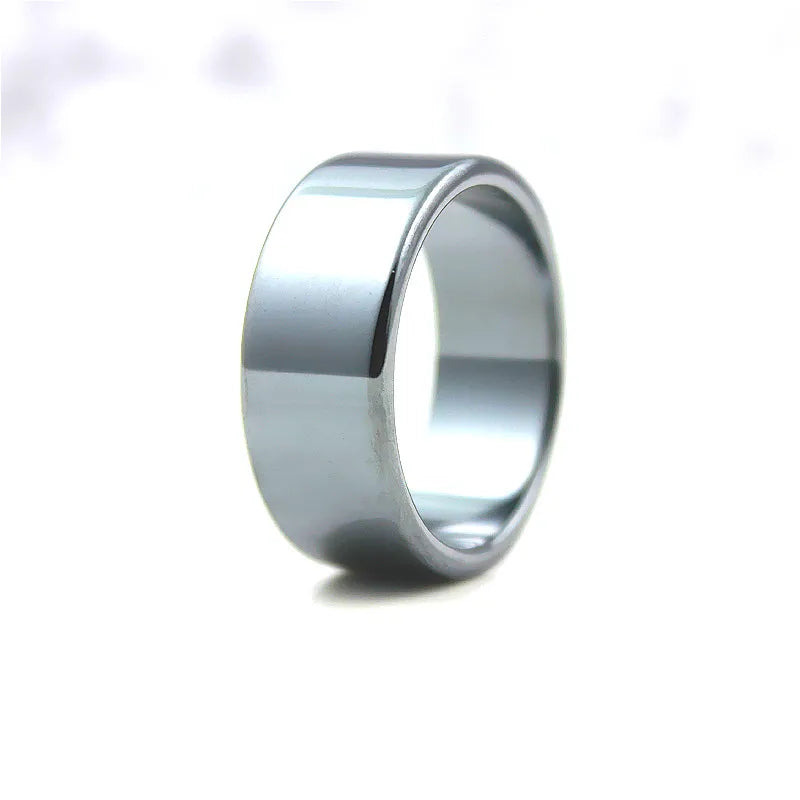 Flat Hematite Ring 10mm Wide (1pcs) Male and Female Fashion 5A Quality Jewelry Black alternate view