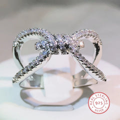925 Sterling Silver Fashion Interwoven Figure 8 Ring For Ladies Personality Geometric Jewelry Party