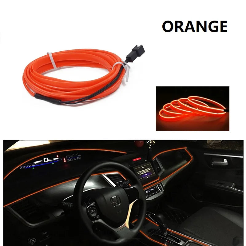 1/2/3/4/5M Car Interior Led Decorative Lamp EL Wiring Neon Strip For Auto DIY Flexibl lifestyle view