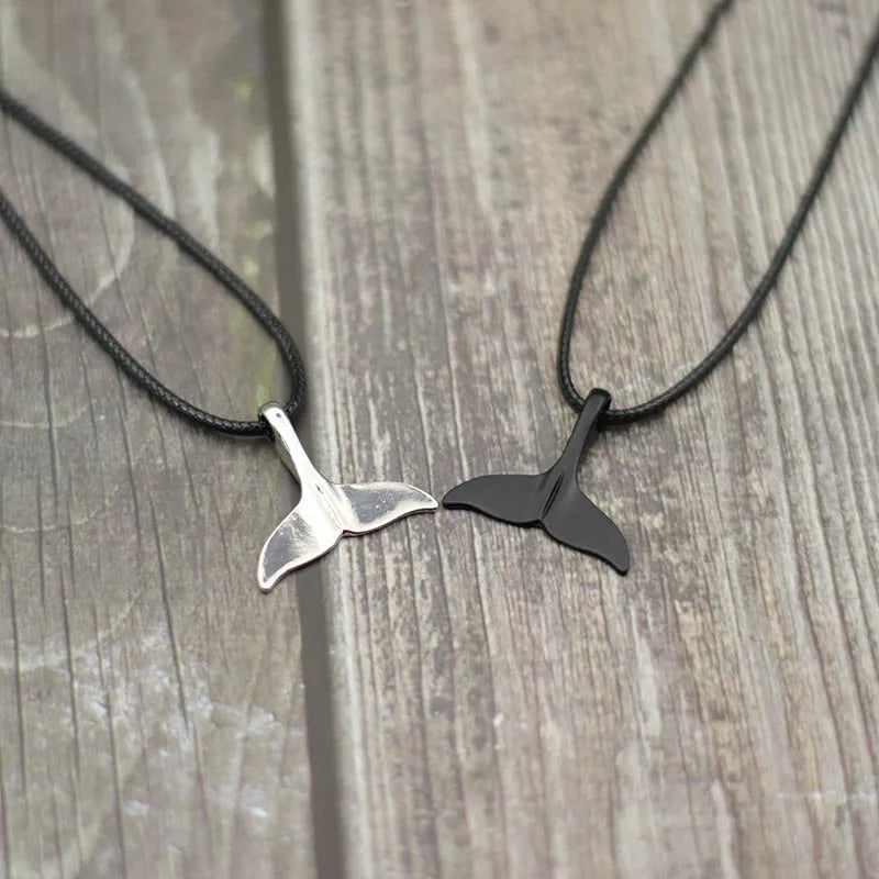 Fashion Whale Tail Pendant Necklace Men Marine Protected Animals Necklace 60cm Hiph additional angle