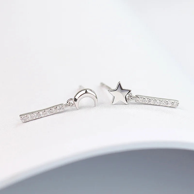 High Quality 925 Sterling Silver Earrings Woman Star Moon Earrings Fashion Elegant Ea lifestyle view
