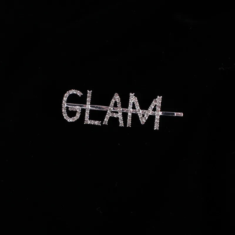 Simple Letter Rhinestone Hairpins Women Hair Clips Pins Barrettes Accessories For Wome close-up view
