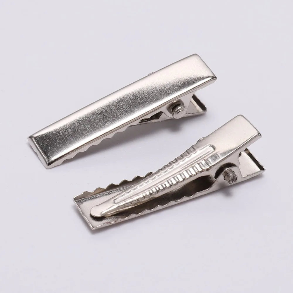 20/50Pcs 30/40/45/55/75/100mm Flat Metal Single Prong Alligator Hairpin Clip Base for DI detail view