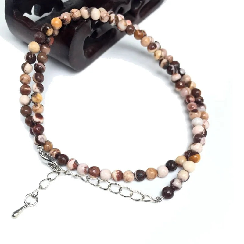 4mm Natural Stone Beaded Necklace and Bracelet Set | Tiger Eye Tourmaline Amazonite additional angle