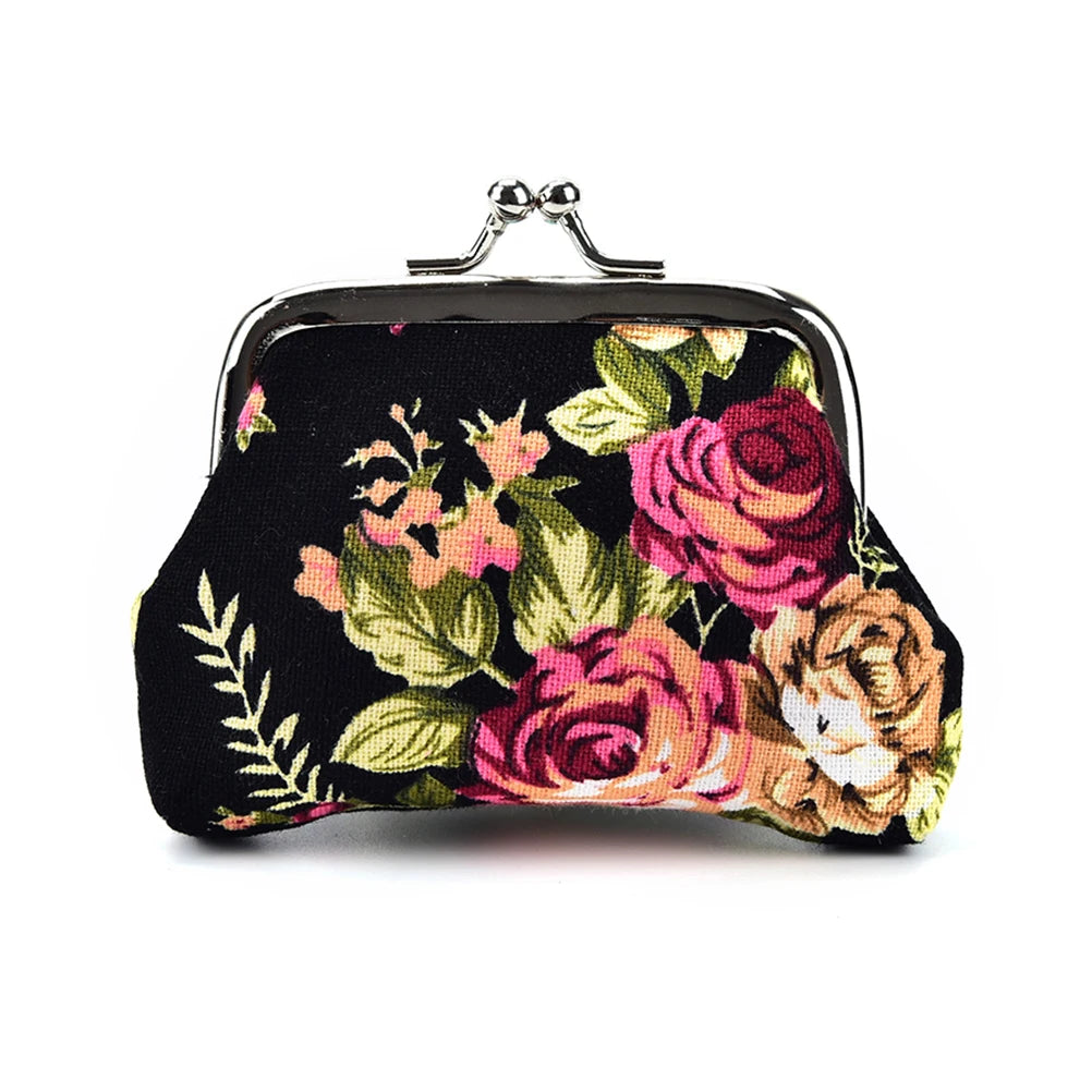 Canvas Mini Coin Purse Wallet | Floral Small Bag for Women and Girls alternate view