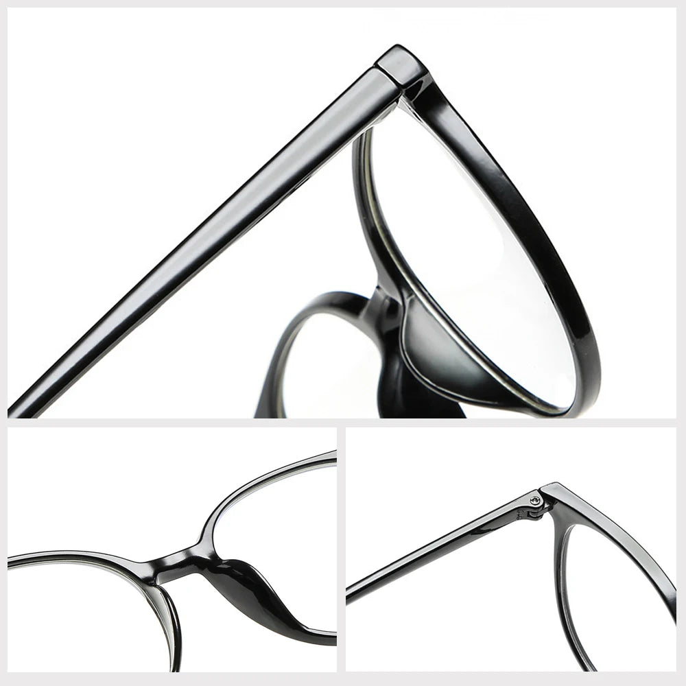 VIVIBEE Blue Light Blocking Glasses | Oversized Round Computer Eyewear for Women and M close-up view