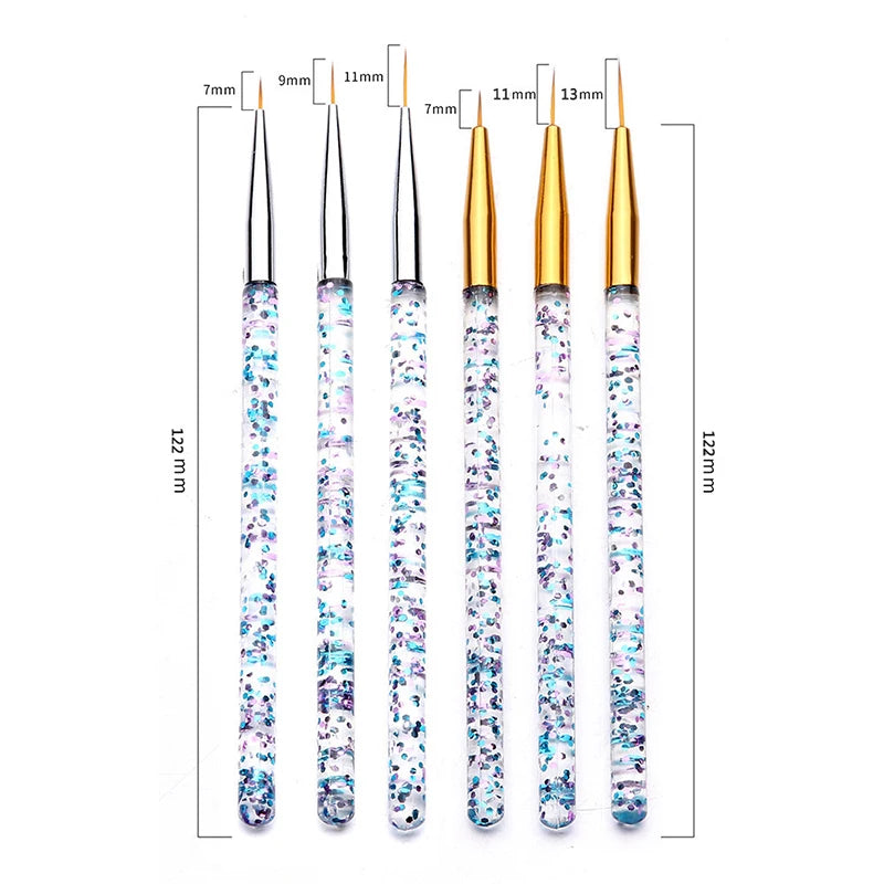 3pcs/Set Acrylic French Stripe Nail Art Line Painting Pen 3D Tips Manicure slim Lin additional angle