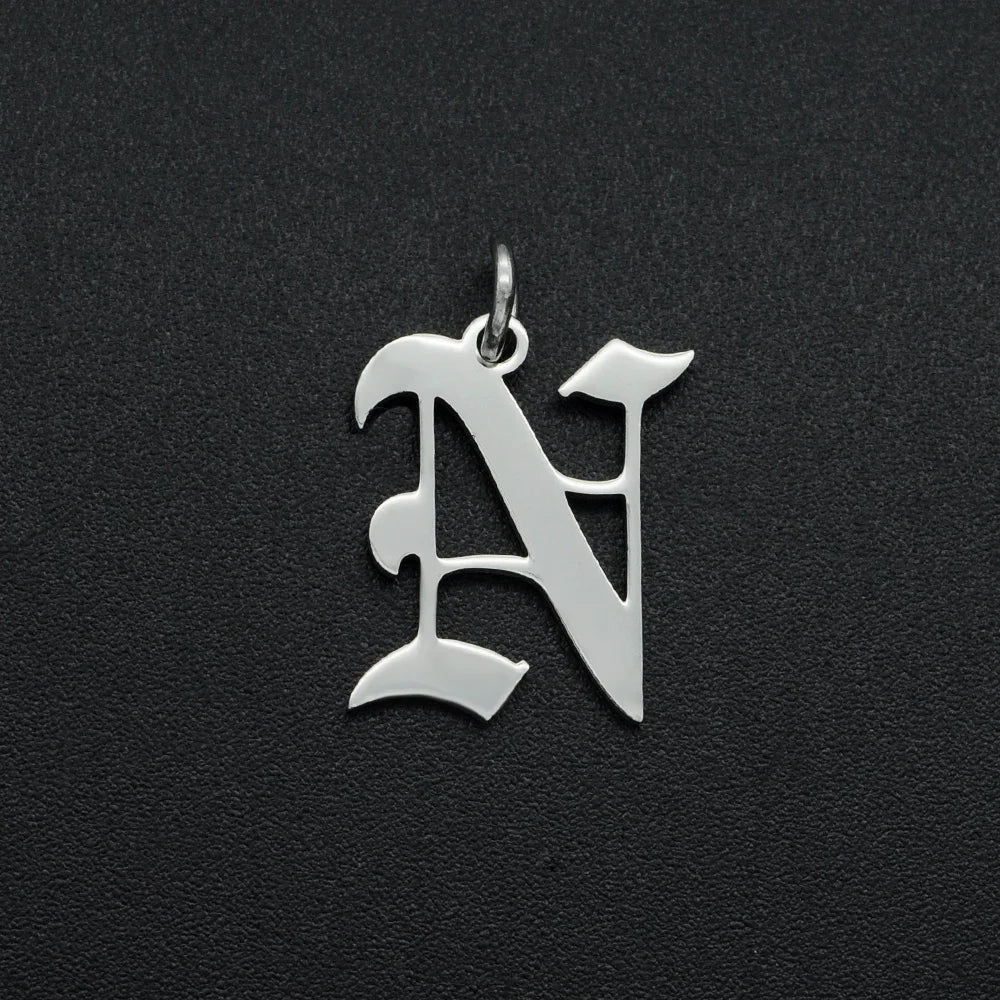 316 Stainless Steel Old English Letter Charms | DIY Alphabet Jewelry Findings for Bra lifestyle view