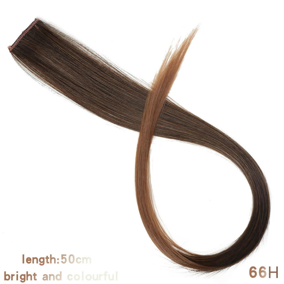 Clip In Rainbow Highlight Hair Extensions | Pink Synthetic Hair Strands lifestyle view