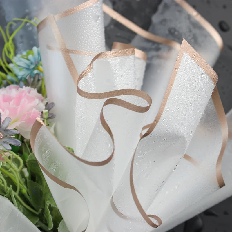 5pcs Flower Wrapping Paper with Golden Border | Korean Style Half Transparent Gift Pa lifestyle view