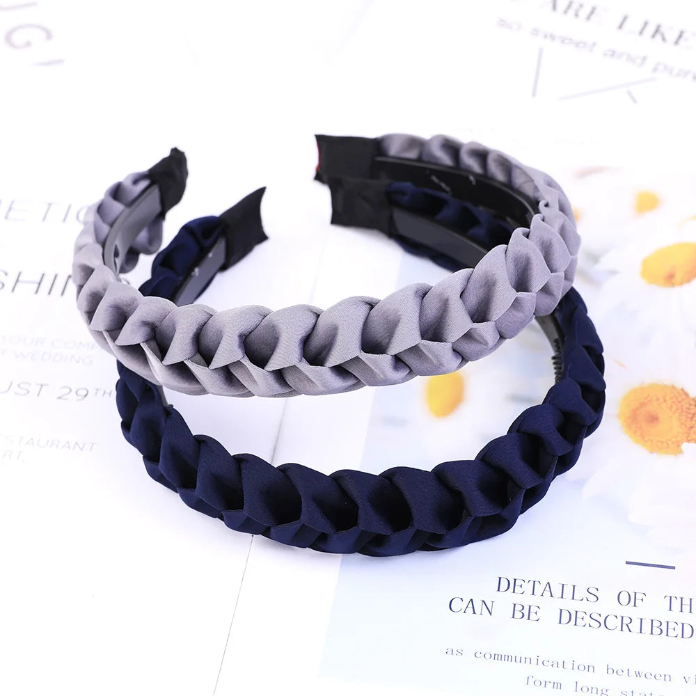 Braided Headband Women Girls Elastic Hairbands Non-slip Fashion Weaving Hair Hoop Ban lifestyle view