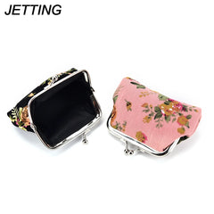 Canvas Mini Coin Purse Wallet | Floral Small Bag for Women and Girls close-up view