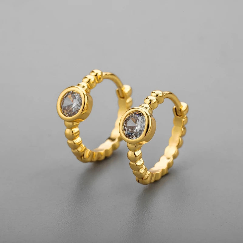 ANENJERY CZ Zircon Circle Hoop Earrings for Women Men Punk Trendy Party Accessories F alternate view