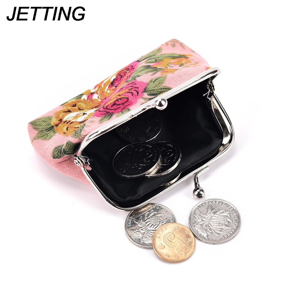 Canvas Mini Coin Purse Wallet | Floral Small Bag for Women and Girls lifestyle view