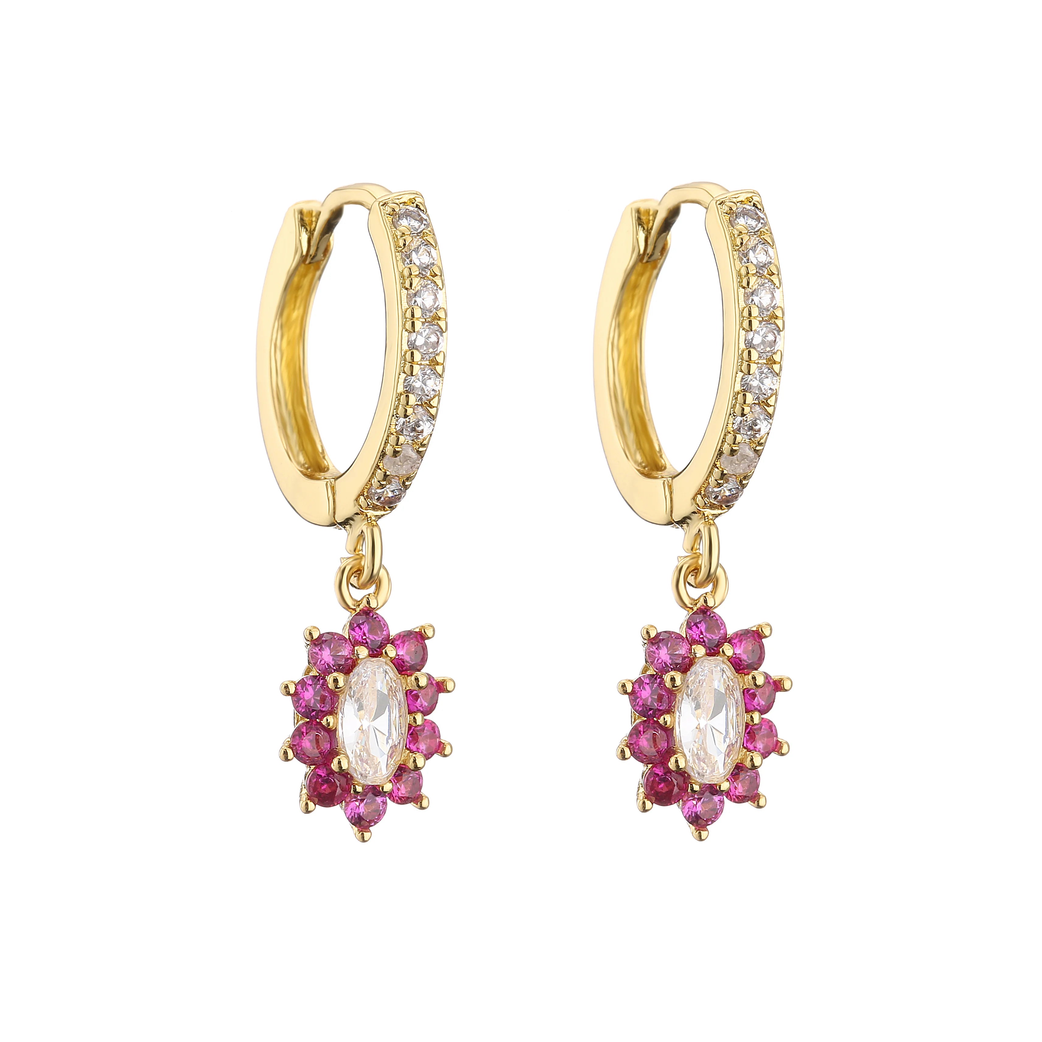 Cubic Zirconia Hoop Earrings | Classic Dazzling Stud Earrings for Women additional angle