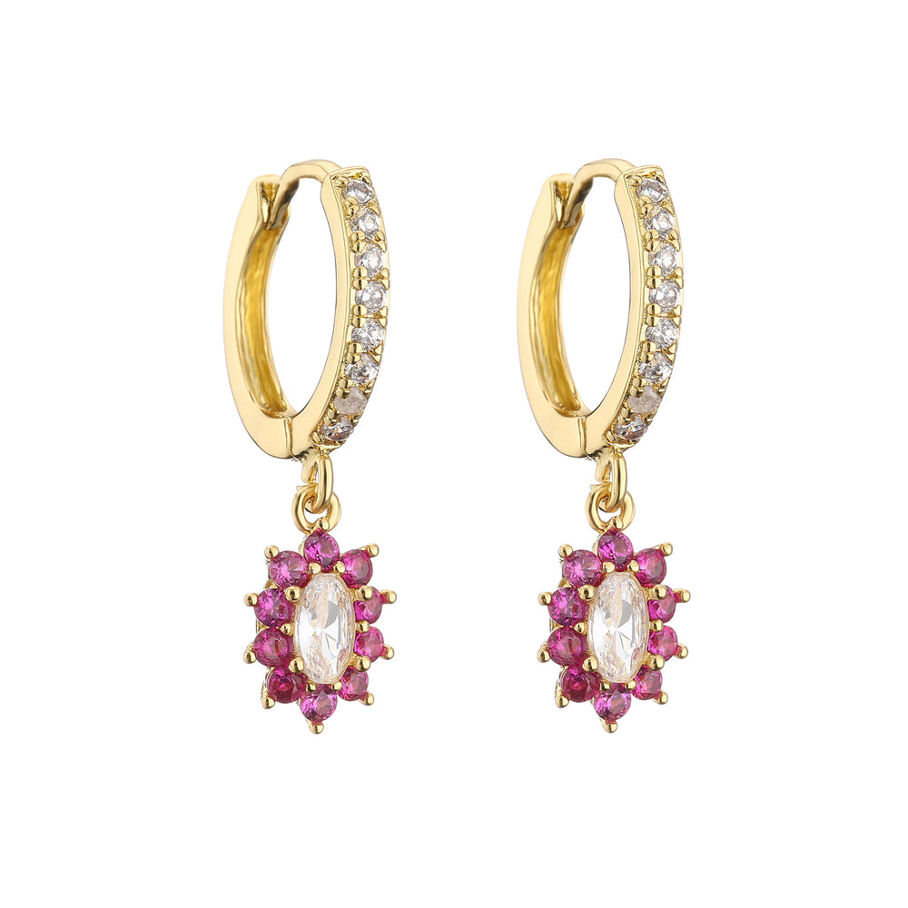 Cubic Zirconia Hoop Earrings | Classic Dazzling Stud Earrings for Women additional angle
