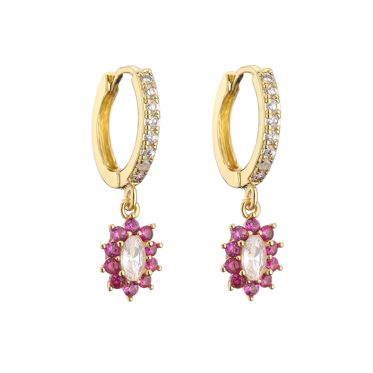 Cubic Zirconia Hoop Earrings | Classic Dazzling Stud Earrings for Women additional angle