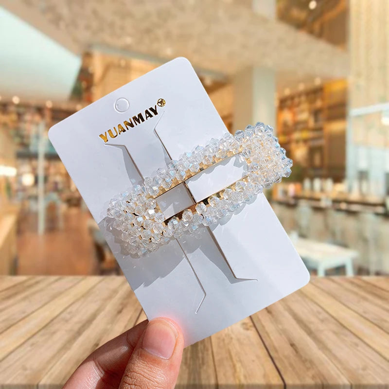 Fashion Women Rhinestone Hair Clips Full Crystal Hairclip Metal Ponytail Holder Hairpins Hair Accessories For Women