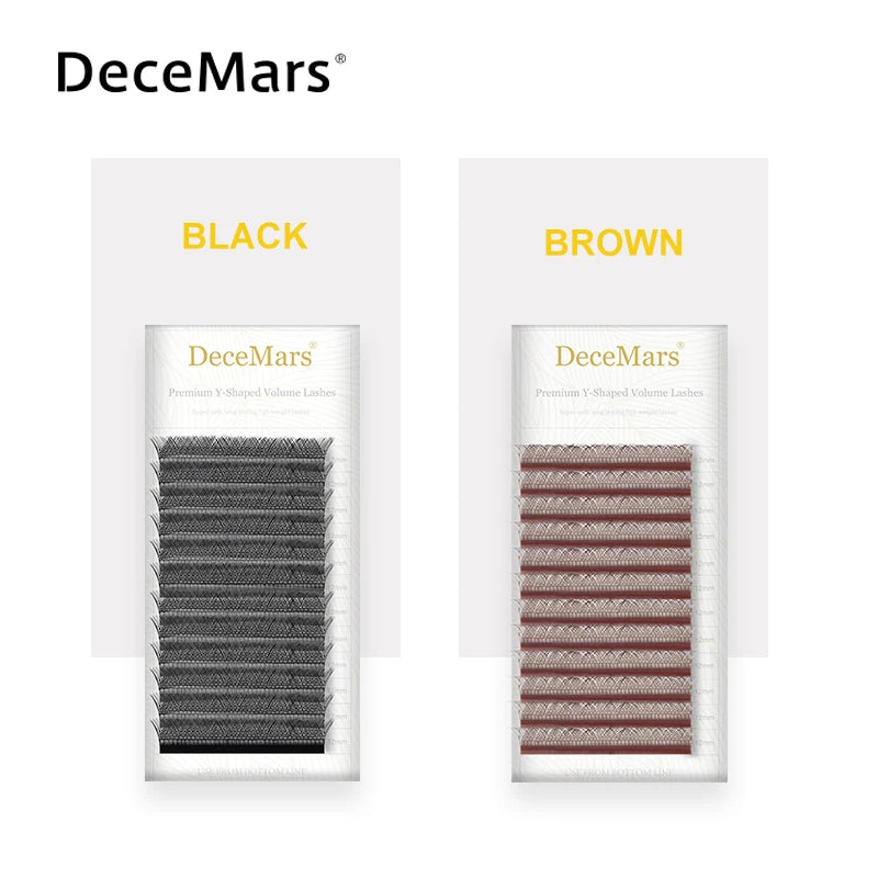 DeceMars YY Shape Black Brown Eyelashes Extensions | Two Tip Lashes C/D Curl alternate view