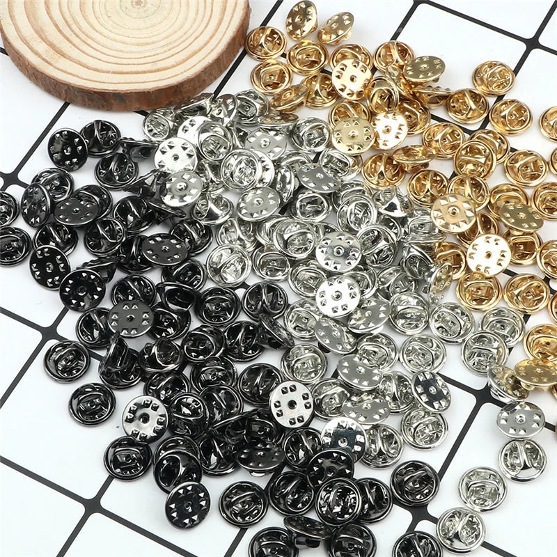 20 50 80 100pcs Colorful Metal Brooch Pin Back Squeeze Badge Holder Butterfly Clasp Clutch Care Cap For DIY Jewelry Making Craft