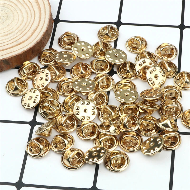 20 50 80 100pcs Colorful Metal Brooch Pin Back Squeeze Badge Holder Butterfly Clasp Clutch Care Cap For DIY Jewelry Making Craft