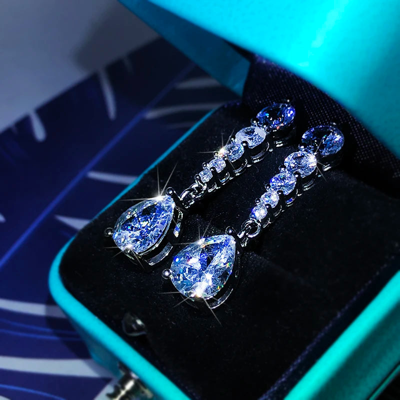 925 Sterling Silver Wild Korean Temperament Simple Atmosphere Flashing Zircon Earring lifestyle view