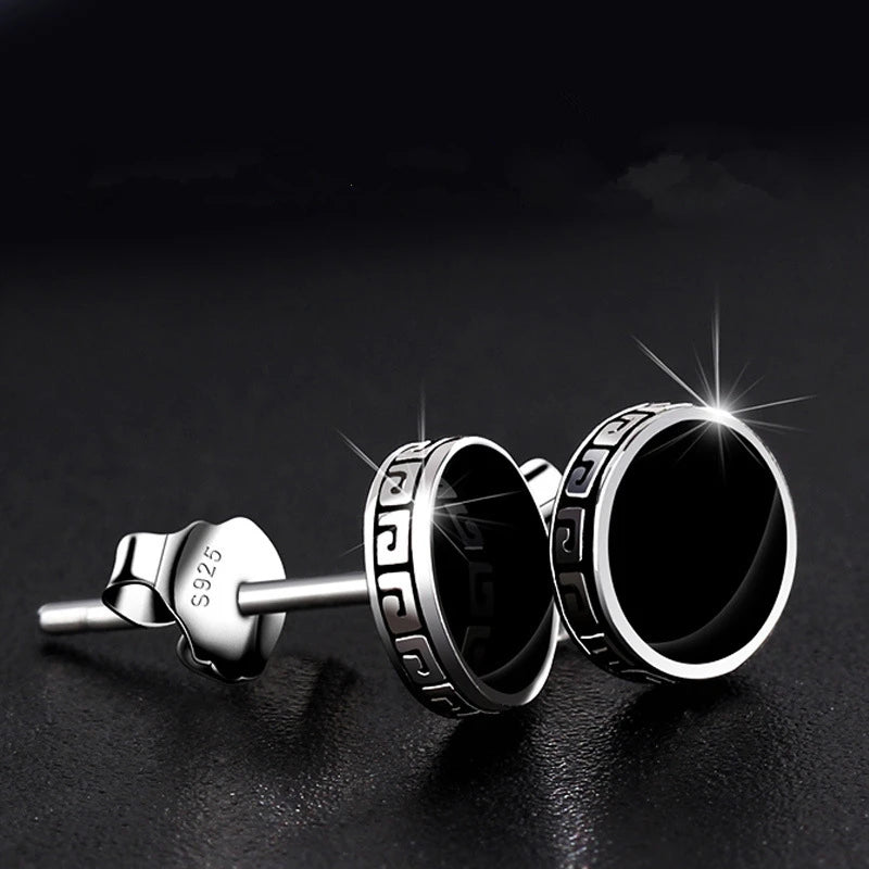 Andara Personalized 925 Silver Earrings Men'S Single Earrings Street Punk Hip-Hop Jewe close-up view