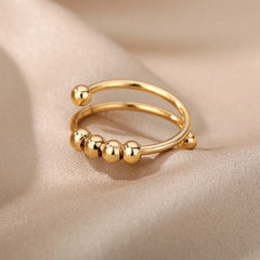 Women Open Spinner Adjustable Finger Ring Stainless Steel Rotating Freely Anti Stress Je detail view