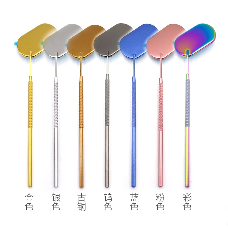 Stainless Steel Oval Lash Mirror | Portable Eyelash Extension Tool additional angle
