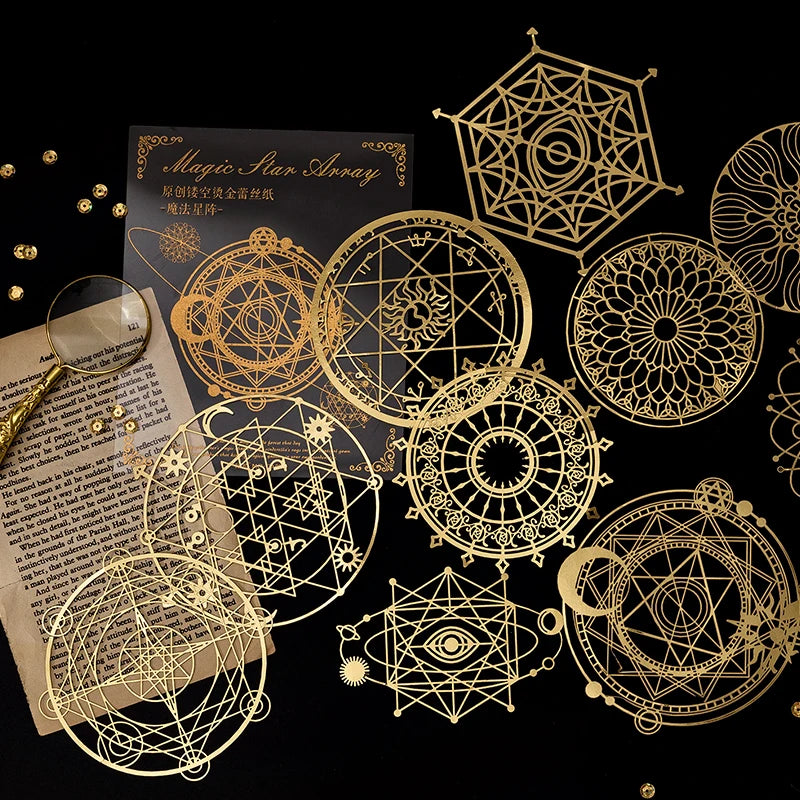 Yoofun 10pcs Vintage Gliding Stickers | Gold Flower Butterfly Lace Scrapbook Paper detail view