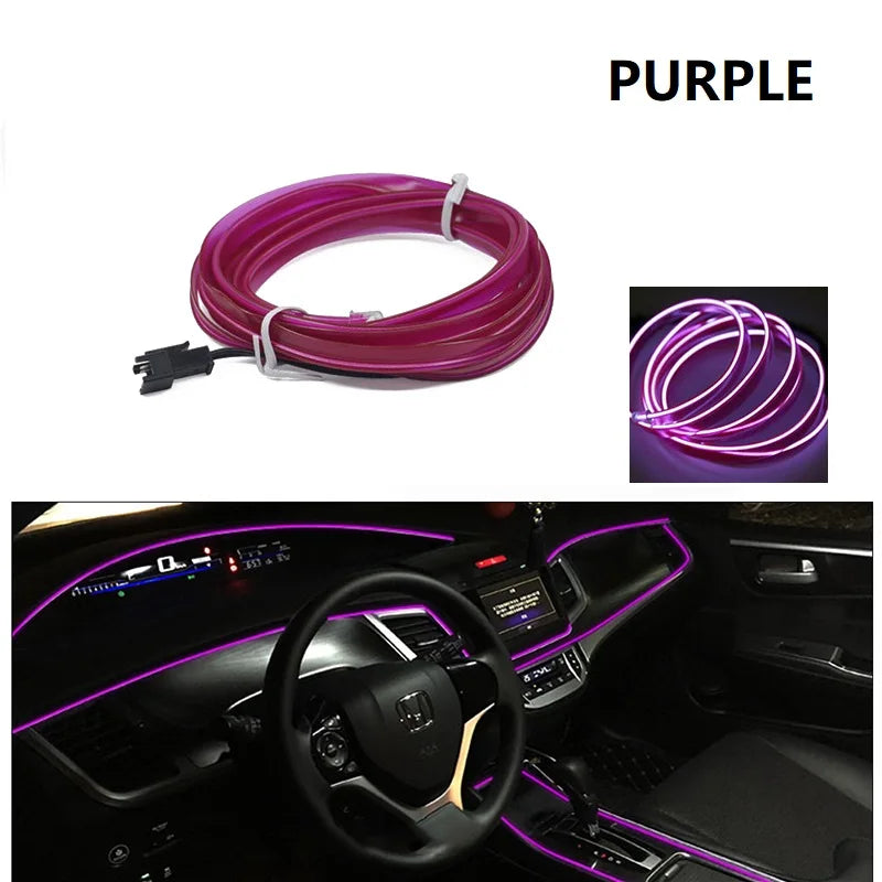 1/2/3/4/5M Car Interior Led Decorative Lamp EL Wiring Neon Strip For Auto DIY Flexible close-up view