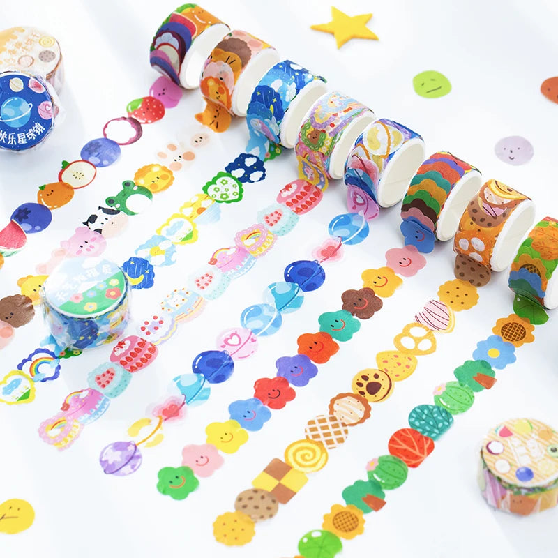 Kawaii Cartoon Washi Tape Stickers | 100pcs Roll Decorative Adhesive Masking Tape for alternate view
