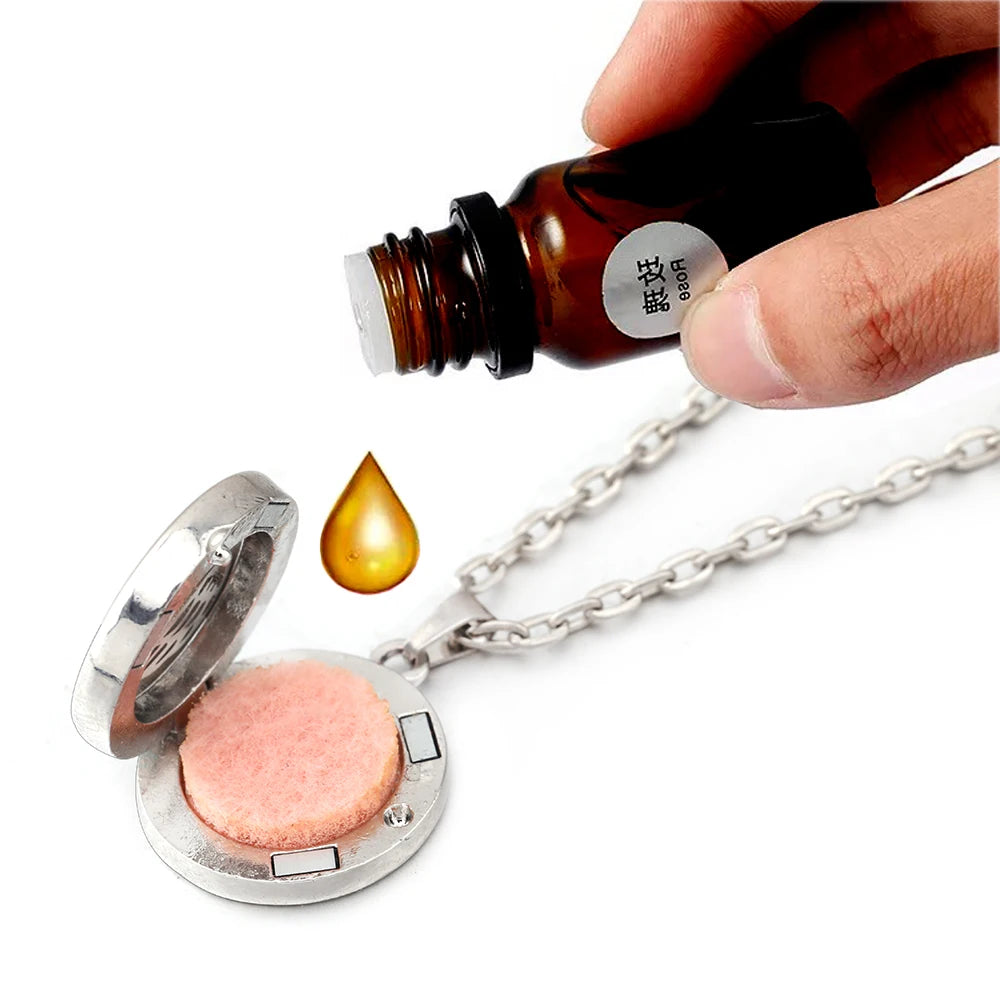Heart-Shaped Aromatherapy Essential Oil Diffuser Necklace Stainless Steel High Quality close-up view