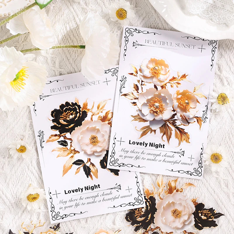 Mr. Paper, 6 Styles, 10pcs/pack, Dreamy Simulation Flower Stickers,Scrapbook Collage, lifestyle view