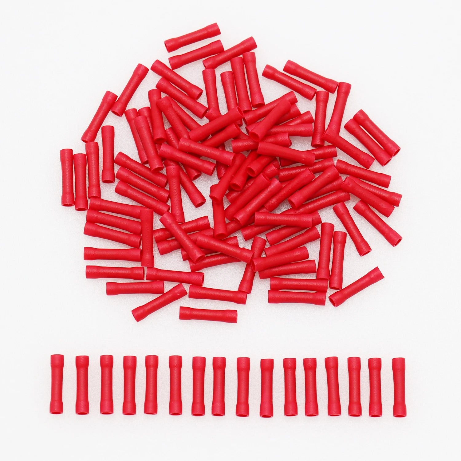10/50/100 Pcs Straight Butt Wire Terminals Splice Insulated Crimp PVC Copper Tube Elec close-up view