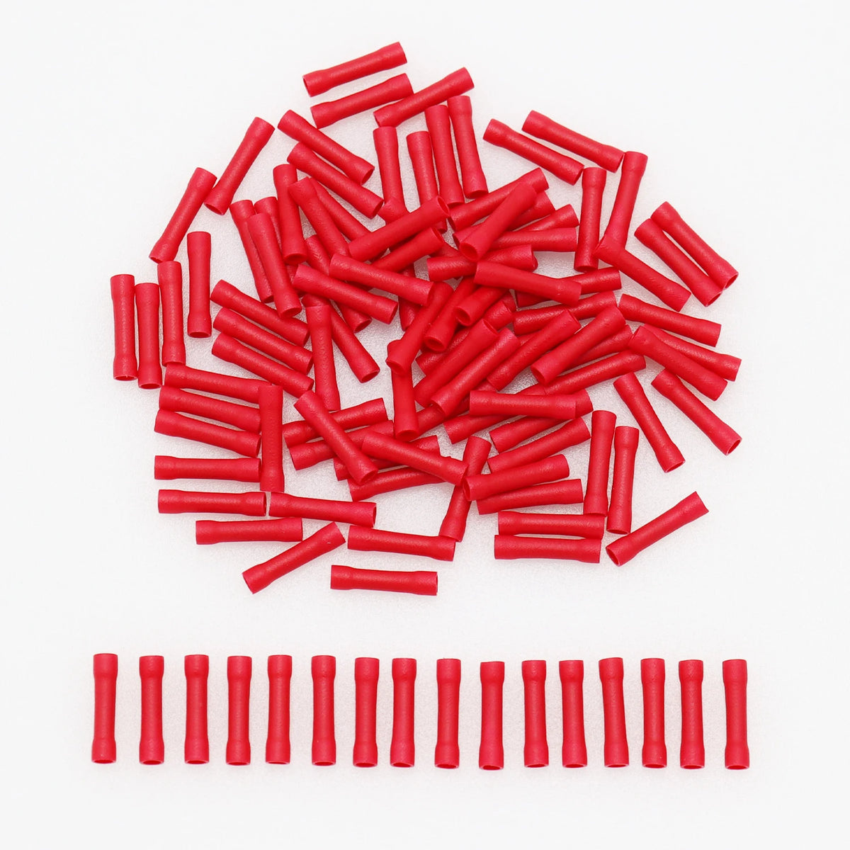 10/50/100 Pcs Straight Butt Wire Terminals Splice Insulated Crimp PVC Copper Tube Elec close-up view