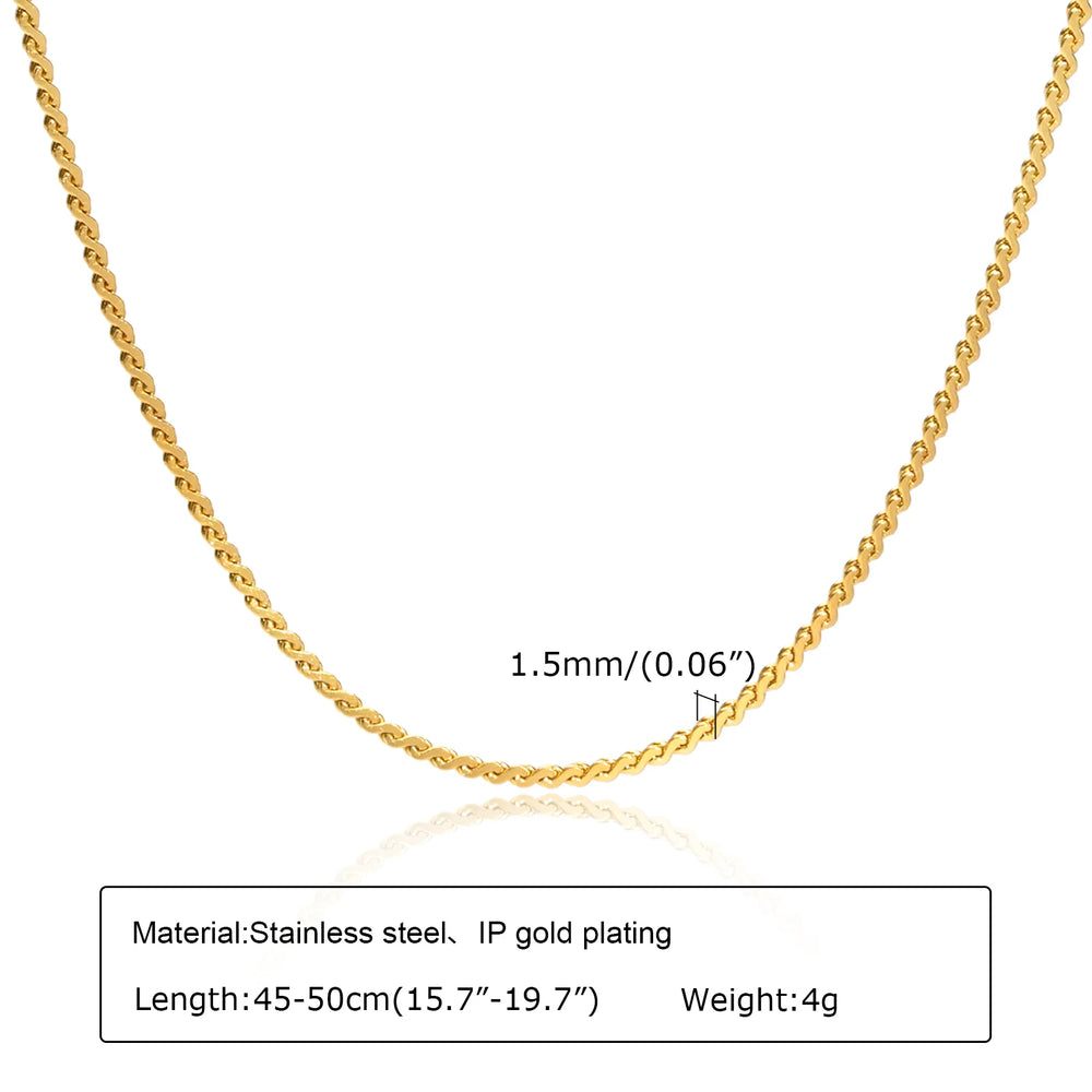 Fashion Jewelry New In Melon Seed Chain Necklace,Gold Color Stainless Steel Full Glos alternate view