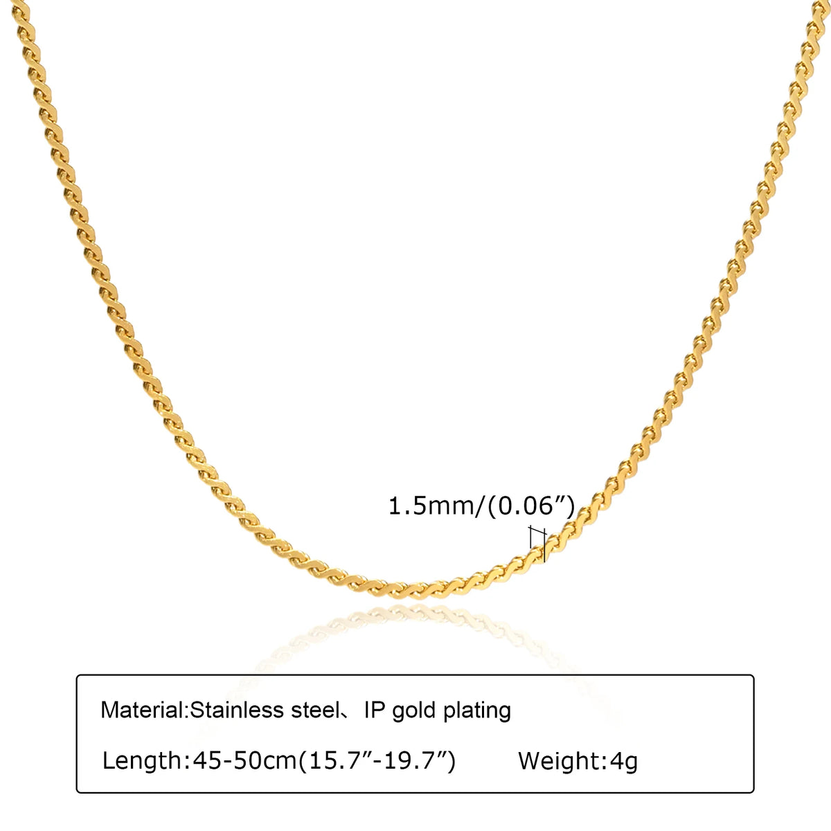 Fashion Jewelry New In Melon Seed Chain Necklace,Gold Color Stainless Steel Full Glos alternate view