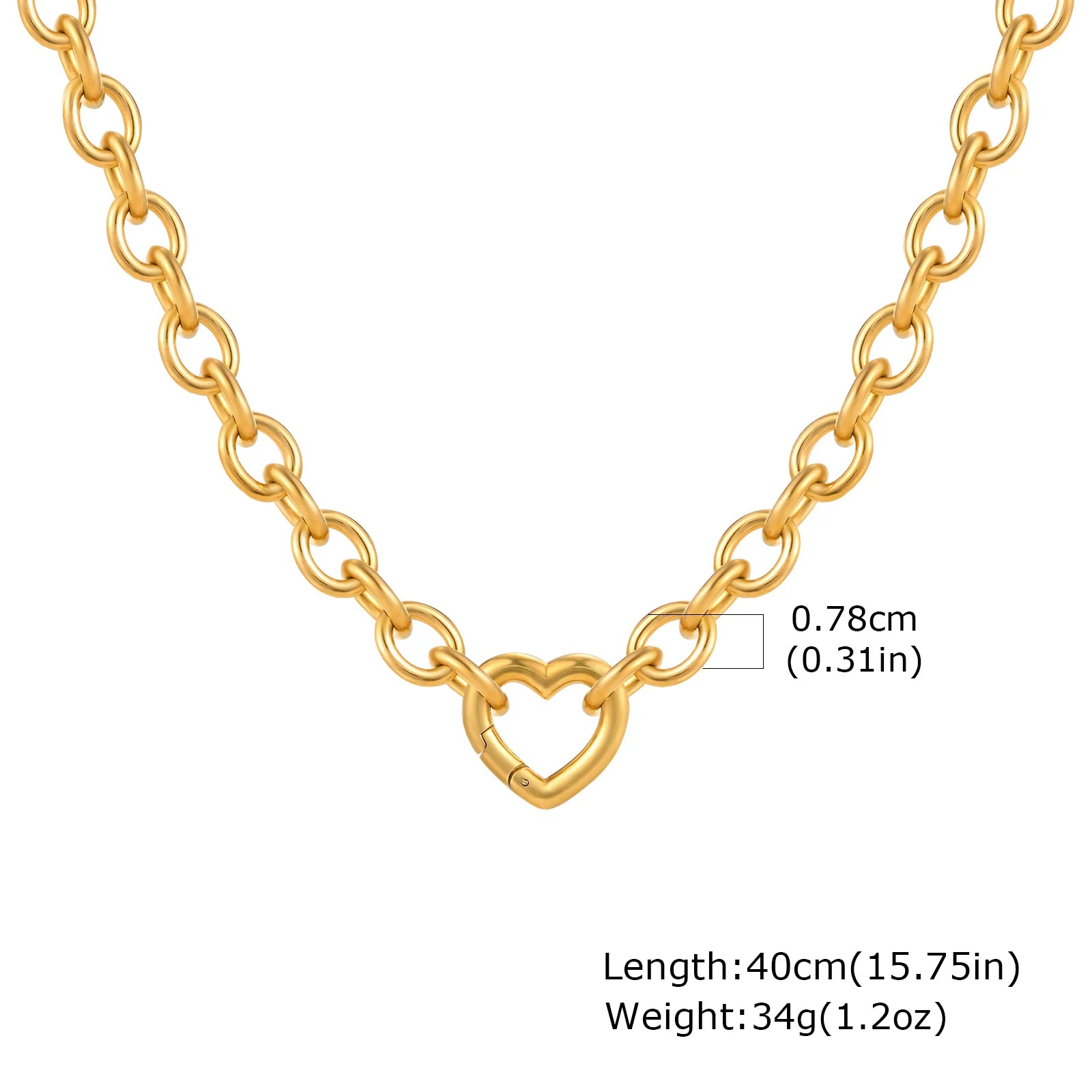 Charms Heart Pendant Necklace for Women, Golden Stainless Steel OT Toggle Necklace, Laye detail view