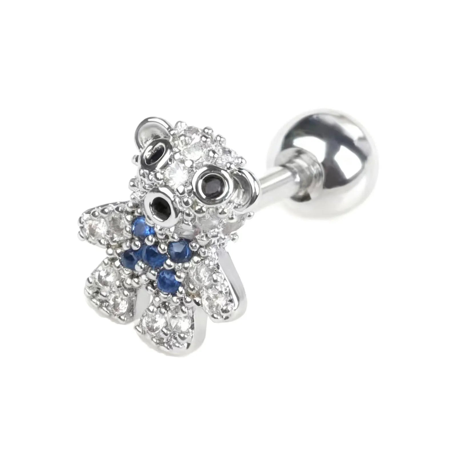 Stainless Steel Ear Studs - Micro Paved Zirconia Cartilage Earrings, Delicate Minimalist detail view