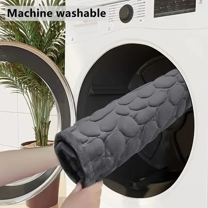 3D Non Slip Bathroom Mat Cobblestone Embossed Bath Mats Absorbent Doormat Carpet Door lifestyle view