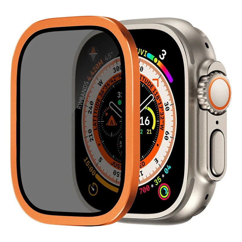 Aluminium Alloy Case+Tempered Glass for Apple Watch Ultra 2 49mm Anti-Scratch Screen Protector for iWatch Ultra 49mm Cover Film